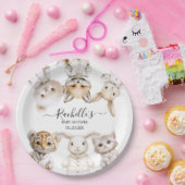 Whimsical Pajama Animals: Soft Pastel Party Accent Papieren Bordje (Feest)