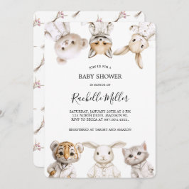 Whimsical Pajama Parade: Baby Shower Invitation  Feestdagenkaart