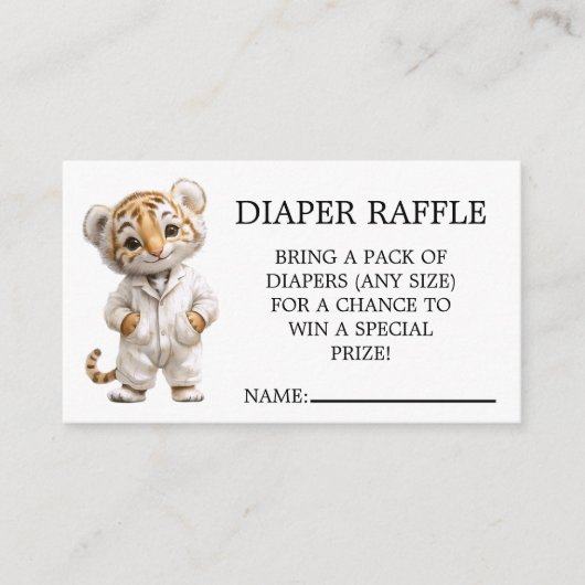 Whimsical Pajama Parade Tiger Diaper Raffle Informatiekaartje (Voorkant)