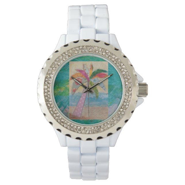 Whimsical Palm Tree Horloge (Voorkant)