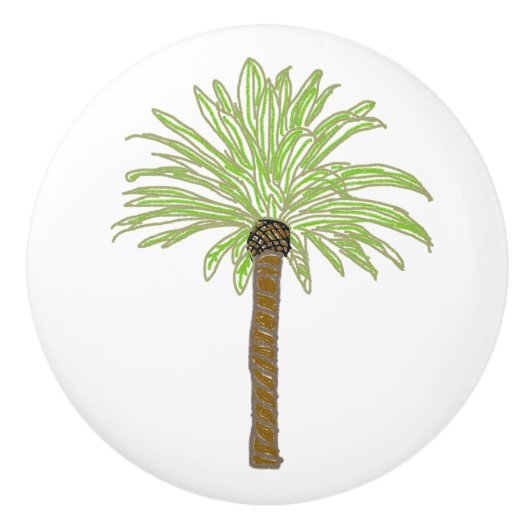 Whimsical Palm Tree Keramische Knop (Voorkant)