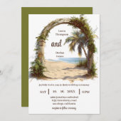Whimsical Palm Tree Tropical Boho Beach Bruiloft Kaart (Voorkant / Achterkant)