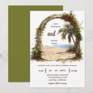 Whimsical Palm Tree Tropical Boho Beach Bruiloft Kaart