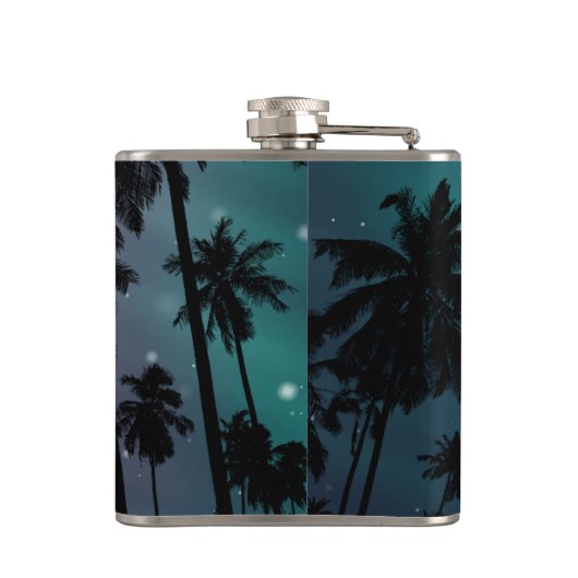 Whimsical Palm Trees and Starry Night Personalised Heupfles (Achterkant)