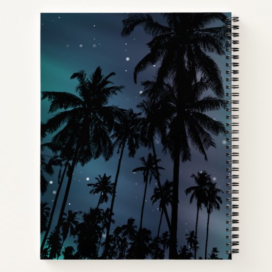 Whimsical Palm Trees Starry Night Sky Personalised Notitieboek (Achterkant)