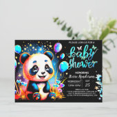 Whimsical Panda Adventure wacht op Boy Baby shower Kaart (Staand voorkant)