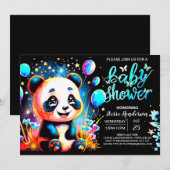 Whimsical Panda Adventure wacht op Boy Baby shower Kaart (Voorkant / Achterkant)