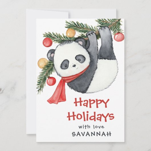 Whimsical Panda Classroom Christmas Feestdagenkaart (Voorkant)