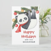 Whimsical Panda Classroom Christmas Feestdagenkaart (Staand voorkant)