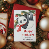 Whimsical Panda Classroom Christmas Feestdagenkaart