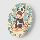 Whimsical Panda Coffee Decorative Wall Clock Grote Klok (Hoek)