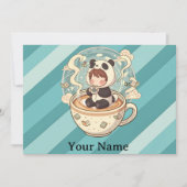 Whimsical Panda Coffee Greeting Card Feestdagenkaart (Voorkant)