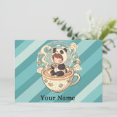 Whimsical Panda Coffee Greeting Card Feestdagenkaart (Staand voorkant)