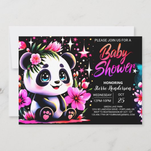 Whimsical Panda Enchantment Meisje Baby shower Kaart (Voorkant)