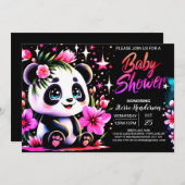 Whimsical Panda Enchantment Meisje Baby shower Kaart (Voorkant / Achterkant)