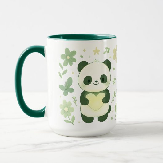    Whimsical Panda Heart Ceramic Mug Mok (Links)