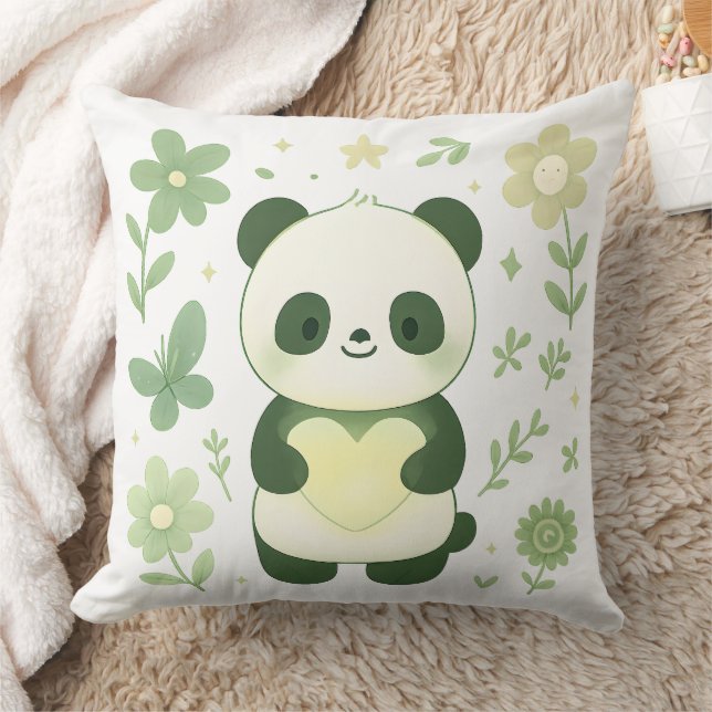 Whimsical Panda Heart Throw Pillow Kussen (Deken)