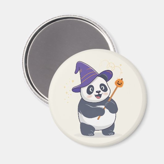 Whimsical Panda Wizard with Magic Hat Magneet (Voorkant / Achterkant)