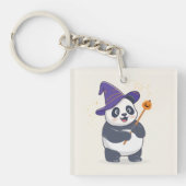 Whimsical Panda Wizard with Magic Hat Sleutelhanger (voorkant)