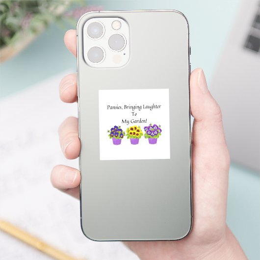 Whimsical Pansies Tuin Sticker (Telefoon)