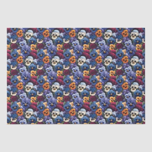 Whimsical Pansy kleurrijk patroon Tissuepapier (Voorkant)