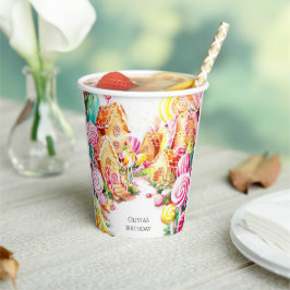 Whimsical Paradise Candyland Verjaardag Papieren Bekers
