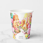 Whimsical Paradise Candyland Verjaardag Papieren Bekers (Voorkant)