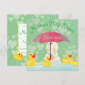 Whimsical  paraplu Baby shower Kaart (Voorkant / Achterkant)