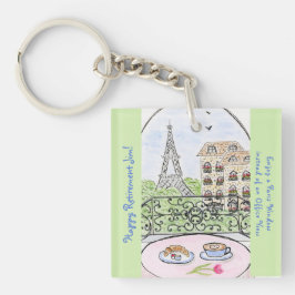 Whimsical Parijs Eiffeltoren PENSIOEN Sleutelhanger