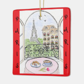 Whimsical Parijs en Eiffeltoren Frans Keramisch Ornament (Links)