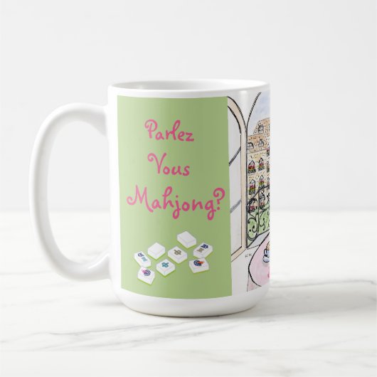 Whimsical Parijs en Eiffeltoren MAHJONG Koffiemok (Links)