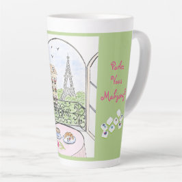Whimsical Parijs en Eiffeltoren MAHJONG Latte Mok