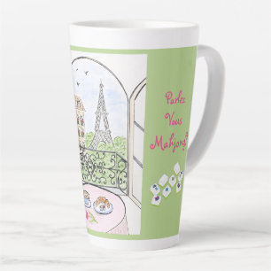 Whimsical Parijs en Eiffeltoren MAHJONG Latte Mok