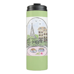 Whimsical Parijs en Eiffeltoren Parley MAHJONG Thermosbeker