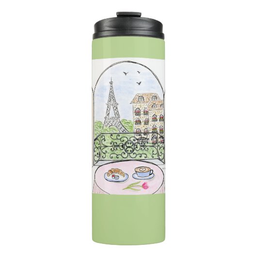 Whimsical Parijs en Eiffeltoren Parley MAHJONG Thermosbeker (Voorkant)