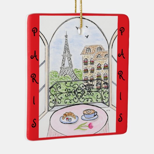 Whimsical Paris and Eiffel Tower French Keramisch Ornament (Rechts)