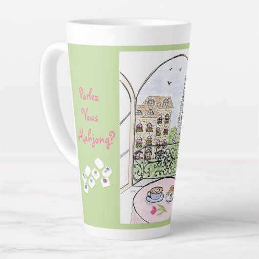 Whimsical Paris and Eiffel Tower MAHJONG Latte Mok (Linkerhoek)