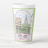 Whimsical Paris and Eiffel Tower MAHJONG Latte Mok (Voorkant)