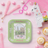 Whimsical Paris and Eiffel Tower Parley MAHJONG Papieren Bordje (Feest)