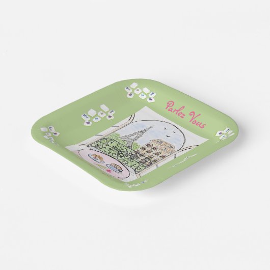 Whimsical Paris and Eiffel Tower Parley MAHJONG Papieren Bordje (Gebogen)