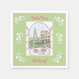Whimsical Paris and Eiffel Tower Parley MAHJONG Servet