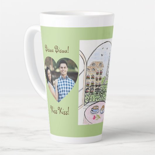 Whimsical Paris Eiffel Tower Bisou Kiss PHOTO Latte Mok (Linkerhoek)