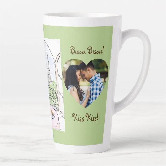 Whimsical Paris Eiffel Tower Bisou Kiss PHOTO Latte Mok (Rechts)