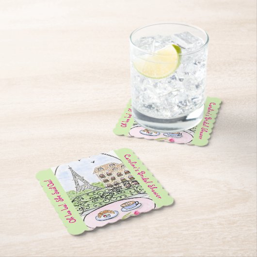 Whimsical Paris Eiffel Tower BRIDAL SHOWER  Kartonnen Onderzetters (Insitu)