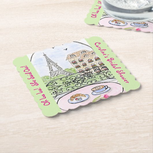 Whimsical Paris Eiffel Tower BRIDAL SHOWER  Kartonnen Onderzetters (Gebogen)
