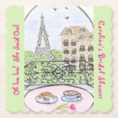 Whimsical Paris Eiffel Tower BRIDAL SHOWER  Kartonnen Onderzetters (Voorkant)
