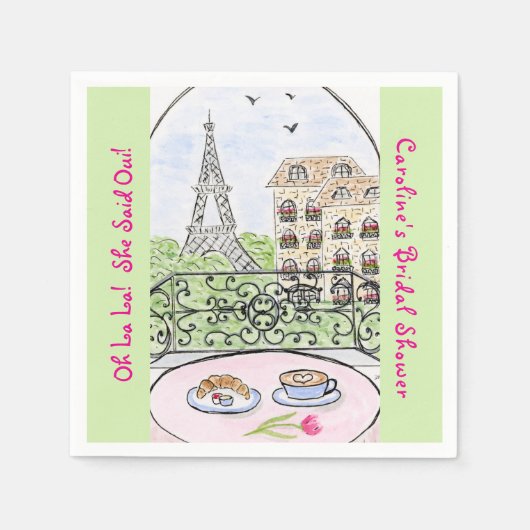 Whimsical Paris Eiffel Tower BRIDAL SHOWER Servet (Voorkant)