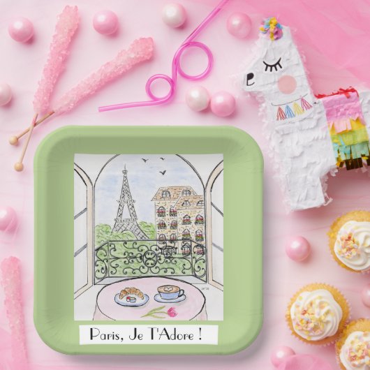 Whimsical Paris Eiffel Tower I Adore You! Papieren Bordje (Feest)
