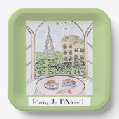 Whimsical Paris Eiffel Tower I Adore You! Papieren Bordje (Voorkant)