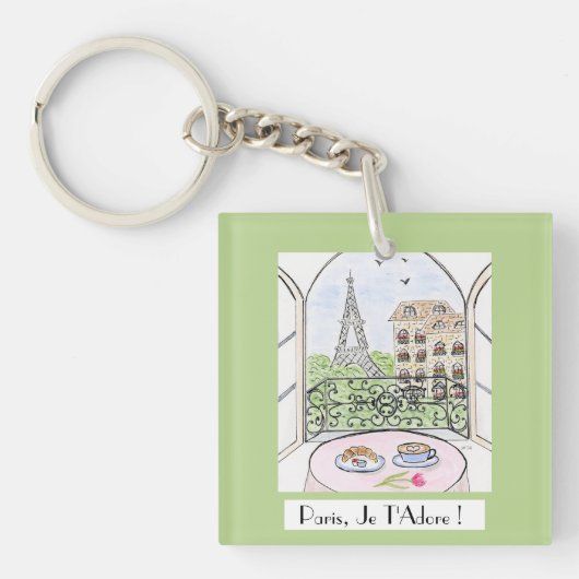 Whimsical Paris Eiffel Tower I Adore You! Sleutelhanger (voorkant)